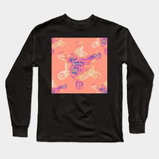 Snowflake Mixed Sizes on Apricot Long Sleeve T-Shirt